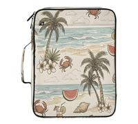 Lyeorm Summer Elements Accordion File Organizer with 3 Ring Binder 7 Pocket Expanding File Folders with Labels Zipper Binder Bag for Letter A4 Files, Holds 500 Sheets