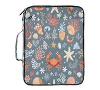 Lyeorm Summer Mediterranean Pattern Accordion File Organizer with 3 Ring Binder 7 Pocket Expanding File Folders with Labels Zipper Binder Bag for Letter A4 Files, Holds 500 Sheets