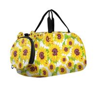 Lyeorm Sunflowers Kids Duffle Bag, Overnight Travel Sport Gym Bags with Shoe Compartment for Boys & Girls