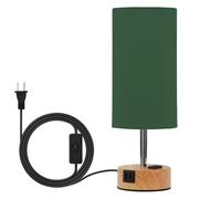 Lyeorm Touch Control Table Lamp with USB Charging Ports 3 Way Dimmable Touch Bedside Lamp with Metal Base for Bedroom Living Room, Forest Green