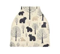 Lyeorm Trees and Bears Car Seat Covers for Babies Breathable Nursing Breastfeeding Cover Multi-Use Infant Carseat Canopy and Stroller Cover for Boys Girls