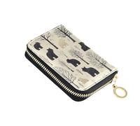 Lyeorm Trees and Bears Credit Card Holder for Women Men, RFID Blocking Card Case Wallet Small Leather Zipper Wallet with 11 Slots
