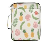 Lyeorm Tropical Elements Accordion File Organizer with 3 Ring Binder 7 Pocket Expanding File Folders with Labels Zipper Binder Bag for Letter A4 Files, Holds 500 Sheets