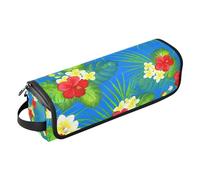 Lyeorm Tropical Floral Hair Tools Travel Bag Portable Hair Accessory Organizer with Heat Resistant Mat 2 in 1 Curling Iron Travel Carrying Case, Travel Essentials for Women