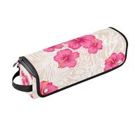 Lyeorm Tropical Floral Hair Tools Travel Bag Portable Hair Accessory Organizer with Heat Resistant Mat 2 in 1 Curling Iron Travel Carrying Case, Travel Essentials for Women