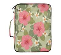 Lyeorm Tropical Flowers Accordion File Organizer with 3 Ring Binder 7 Pocket Expanding File Folders with Labels Zipper Binder Bag for Letter A4 Files, Holds 500 Sheets