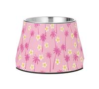 Lyeorm Tropical Flowers and Palm Trees Elevated Dog Bowls, Non-Slip Stainless Steel Raised Dog Food Bowl for Small Medium Large Pet