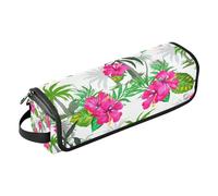 Lyeorm Tropical Flowers Hair Tools Travel Bag Portable Hair Accessory Organizer with Heat Resistant Mat 2 in 1 Curling Iron Travel Carrying Case, Travel Essentials for Women