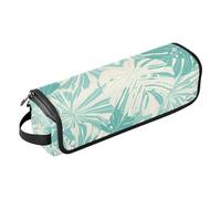 Lyeorm Tropical Leaves Hair Tools Travel Bag Portable Hair Accessory Organizer with Heat Resistant Mat 2 in 1 Curling Iron Travel Carrying Case, Travel Essentials for Women