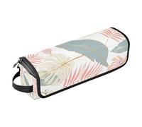 Lyeorm Tropical Leaves Hair Tools Travel Bag Portable Hair Accessory Organizer with Heat Resistant Mat 2 in 1 Curling Iron Travel Carrying Case, Travel Essentials for Women