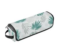 Lyeorm Tropical Leaves Hair Tools Travel Bag Portable Hair Accessory Organizer with Heat Resistant Mat 2 in 1 Curling Iron Travel Carrying Case, Travel Essentials for Women