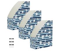 Lyeorm Tropical Nautical Theme 6 Pack Magazine File Holder Foldable Desk Storage Box for Book File Folders Vertical Magazine Organizer with Label for Home Office