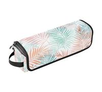 Lyeorm Tropical Palm Leaf Hair Tools Travel Bag Portable Hair Accessory Organizer with Heat Resistant Mat 2 in 1 Curling Iron Travel Carrying Case, Travel Essentials for Women
