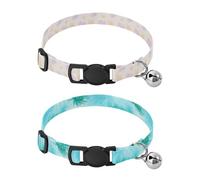 Lyeorm Tropical Palm Leaves Tropical Palm Leaves Dog Collar 2 Pack Pet Cat Collar with Bells & Adjustable Buckle for Small Dogs Cats