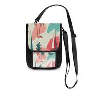 Lyeorm Tropical Palm Trees Travel Neck Wallet RFID Blocking Travel Document Organizer Pouch Lightweight Passport Holder Wallet for Men and Women