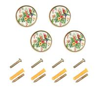 Lyeorm Tropical Watercolor Floral Cabinet Knobs 4 Pack 1-1/4 inch Round Kitchen Drawer Pulls Door Handles Knobs for Dresser
