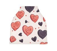 Lyeorm Valentine Day Roses Car Seat Covers for Babies Breathable Nursing Breastfeeding Cover Multi-Use Infant Carseat Canopy and Stroller Cover for Boys Girls