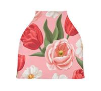 Lyeorm Valentine Flowers Car Seat Covers for Babies Breathable Nursing Breastfeeding Cover Multi-Use Infant Carseat Canopy and Stroller Cover for Boys Girls