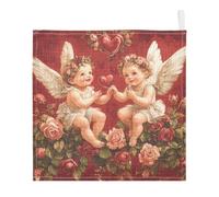 Lyeorm Valentine's Angel Baby Washcloths, Soft and Absorbent Wash Cloths, Baby Bath Towel, Face Towel for Newborns, Infants, 3 Pack, 12x12 inches