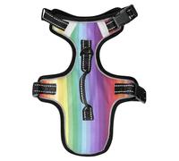 Lyeorm Vertical Rainbow Stripe Dog Harness Adjustable Soft Oxford Pet Vest No Pull Reflective Dog Vest Harness with Handle for Walking Training, S