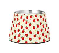 Lyeorm Vibrant Strawberries Elevated Dog Bowls, Non-Slip Stainless Steel Raised Dog Food Bowl for Small Medium Large Pet