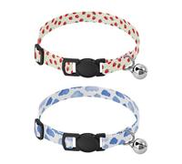 Lyeorm Vibrant Strawberries Watercolor Clouds Dog Collar 2 Pack Pet Cat Collar with Bells & Adjustable Buckle for Small Dogs Cats