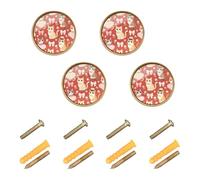 Lyeorm Vintage Dressed Cat Cabinet Knobs 4 Pack 1-1/4 inch Round Kitchen Drawer Pulls Door Handles Knobs for Dresser