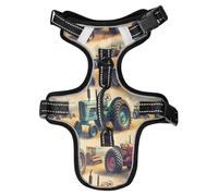 Lyeorm Vintage Farm Tractors Dog Harness Adjustable Soft Oxford Pet Vest No Pull Reflective Dog Vest Harness with Handle for Walking Training, M