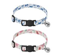 Lyeorm Watercolor Bows Blue Watercolor Pomegranates Dog Collar 2 Pack Pet Cat Collar with Bells & Adjustable Buckle for Small Dogs Cats
