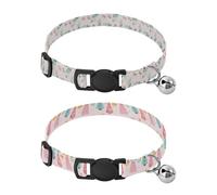 Lyeorm Watercolor Butterflies Watercolor Christmas Trees Dog Collar 2 Pack Pet Cat Collar with Bells & Adjustable Buckle for Small Dogs Cats
