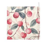 Lyeorm Watercolor Cherries Baby Washcloths, Soft and Absorbent Wash Cloths, Baby Bath Towel, Face Towel for Newborns, Infants, 3 Pack, 12x12 inches