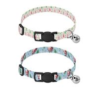 Lyeorm Watercolor Christmas Trees Watercolor Christmas Dog Collar 2 Pack Pet Cat Collar with Bells & Adjustable Buckle for Small Dogs Cats