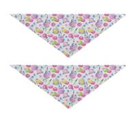 Lyeorm Watercolor Desserts Dog Bandanas 2PCS Washable Kerchief Scarf Reversible Triangle Bibs for Small Medium Large Dogs & Pet