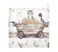 Lyeorm Watercolor Farm Animals Baby Washcloths, Soft and Absorbent Wash Cloths, Baby Bath Towel, Face Towel for Newborns, Infants, 5 Pack, 12x12 inches