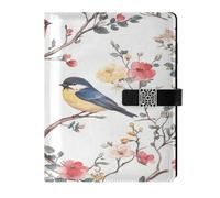 Lyeorm Watercolor Floral and Bird Lined Leather Journal Notebook Hardcover Notebook for Men & Women, 100 Pages Thick Ruled Paper Journals for Writing, Travel, Business, Work