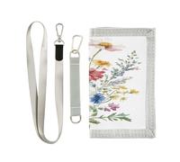Lyeorm Watercolor Floral Bouquet Trifold Wallet, Slim Canvas Outdoor Wallet with Coin Pocket for Men and Women