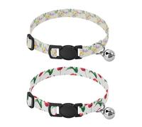 Lyeorm Watercolor Floral Watercolor Floral Dog Collar 2 Pack Pet Cat Collar with Bells & Adjustable Buckle for Small Dogs Cats