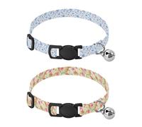 Lyeorm Watercolor Floral Watercolor Florals Dog Collar 2 Pack Pet Cat Collar with Bells & Adjustable Buckle for Small Dogs Cats