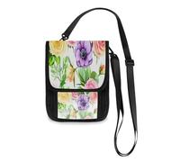 Lyeorm Watercolor Flowers Travel Neck Wallet RFID Blocking Travel Document Organizer Pouch Lightweight Passport Holder Wallet for Men and Women