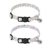 Lyeorm Watercolor Flowers Watercolor Lavender Dog Collar 2 Pack Pet Cat Collar with Bells & Adjustable Buckle for Small Dogs Cats