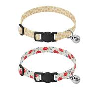 Lyeorm Watercolor Leaves Watercolor Poppies Dog Collar 2 Pack Pet Cat Collar with Bells & Adjustable Buckle for Small Dogs Cats