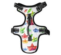Lyeorm Watercolor Paper Boats Dog Harness Adjustable Soft Oxford Pet Vest No Pull Reflective Dog Vest Harness with Handle for Walking Training, S