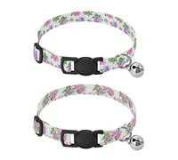 Lyeorm Watercolor Peonies Watercolor Peonies Dog Collar 2 Pack Pet Cat Collar with Bells & Adjustable Buckle for Small Dogs Cats