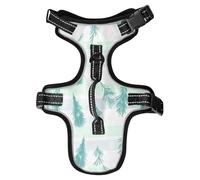 Lyeorm Watercolor Pine Trees Dog Harness Adjustable Soft Oxford Pet Vest No Pull Reflective Dog Vest Harness with Handle for Walking Training, S