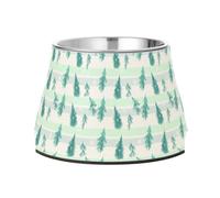 Lyeorm Watercolor Pine Trees Elevated Dog Bowls, Non-Slip Stainless Steel Raised Dog Food Bowl for Small Medium Large Pet