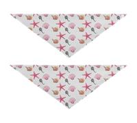 Lyeorm Watercolor Seashells Dog Bandanas 2PCS Washable Kerchief Scarf Reversible Triangle Bibs for Small Medium Large Dogs & Pet