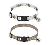 Lyeorm Watercolor Sloth Watercolor Woodland Dog Collar 2 Pack Pet Cat Collar with Bells & Adjustable Buckle for Small Dogs Cats