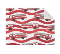 Lyeorm Wave Fire Truck Double Layer Baby Blanket Soft Breathable Plush Throw Blanket with Dotted Backing for Boys Girls Infant Toddler, 31 x 41 Inch