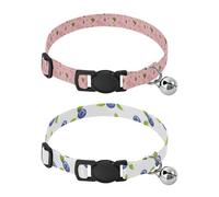 Lyeorm Western Cactus Watercolor Blueberries Dog Collar 2 Pack Pet Cat Collar with Bells & Adjustable Buckle for Small Dogs Cats