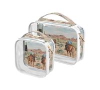 Lyeorm Western Cowboy Toiletry Bag - Clear Travel Makeup Bag - Waterproof Cosmetic Bag for Women Men - Carry on Travel Accessories Bag